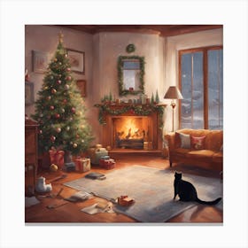 Christmas In The Living Room 1 Canvas Print