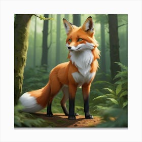 Fox In The Forest Canvas Print