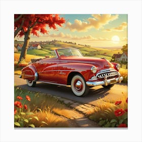 Old Car On The Road Canvas Print