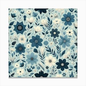 Blue Floral Pattern 1 Canvas Print