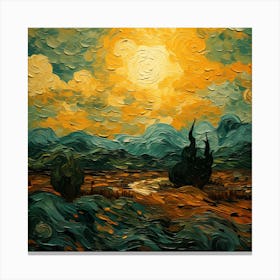 Sunset By Van Gogh Canvas Print