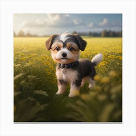 Puppy In A Field Canvas Print