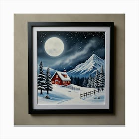 Snowy Night In The Cabin Canvas Print