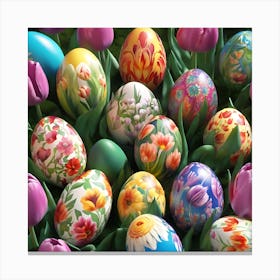 Flower Painted Easter Eggs Canvas Print