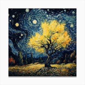 Starry Night Tree Canvas Print