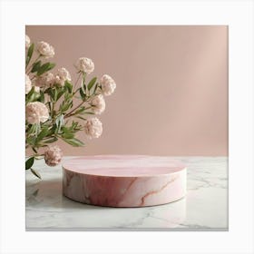 Pink Marble Cake Stand 7 Canvas Print