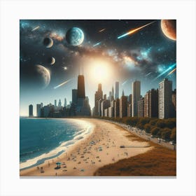 Chicago Cityscape - Futuristic Art Canvas Print