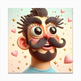 Cartoon Man With Mustache Canvas Print