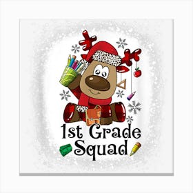 Bleached 1st Grade Squad Reindeer Family Matching Christmas Canvas Print