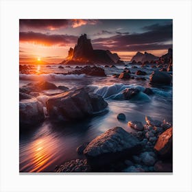 Sunset At The Beach Canvas Print