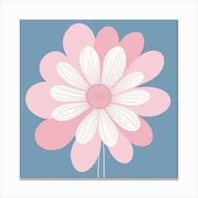 A White And Pink Flower In Minimalist Style Square Composition 425 Canvas Print