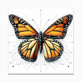 Butterfly - Abstract Line Art Illustration 243 Canvas Print