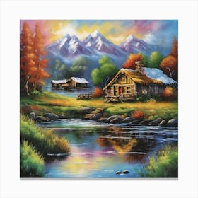 Cabin By The River 2 Canvas Print