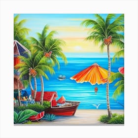 Beach Huts Canvas Print