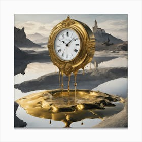 Abstract Melting golden clock Canvas Print