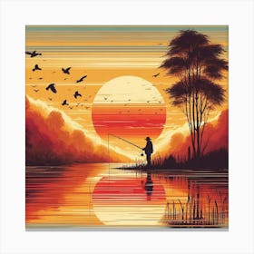 Sunset Fishing 2 Canvas Print