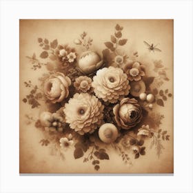 Flower Bouquet In Sepia Canvas Print