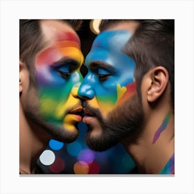 Rainbow Men Kissing Canvas Print