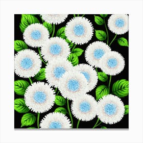 White And Blue Flowers 4 Canvas Print