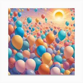 Colorful Balloons In The Sky Canvas Print