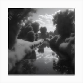 River In Black And White 9 Canvas Print