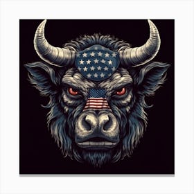 Bull Head American Flag Canvas Print