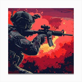 Soldier In Action 3 Canvas Print