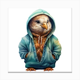 Watercolour Cartoon Partridge In A Hoodie 1 Canvas Print