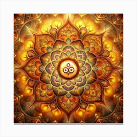 Golden Mandala With A Symbol In The Center Canvas Print