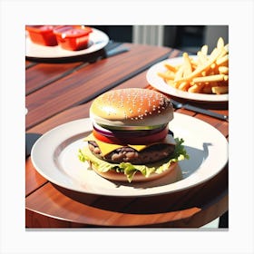 Burger And Fries 4 Canvas Print