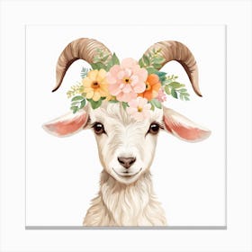 Floral Baby Goat Nursery Illustration (9) Canvas Print