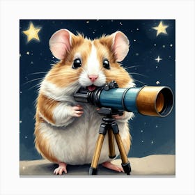 Hamster With Telescope 2 Canvas Print