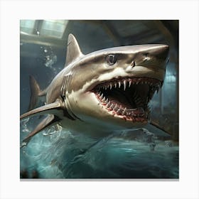 Shark In The Water Canvas Print