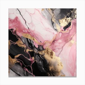 Pink Gold Marble Abstract Painting Canvas Print