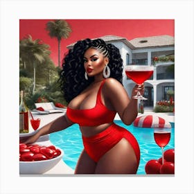 Woman In Red Bikini Canvas Print