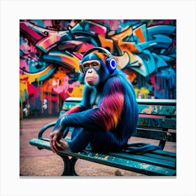 Monkey Listening To Music Canvas Print