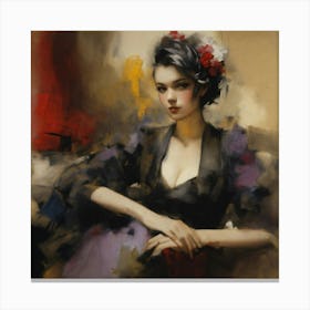Woman In A Black Dress Canvas Print