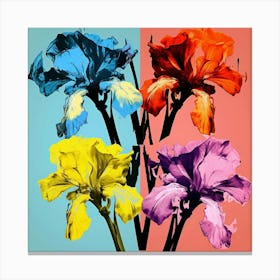 Andy Warhol Style Pop Art Flowers Iris 2 Square Canvas Print