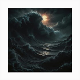 Ocean Waves At Night Canvas Print