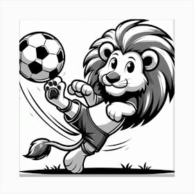 Lion Kicking Soccer Ball Canvas Print