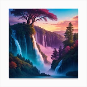 Waterfall At Sunset Canvas Print