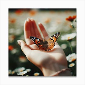 Butterfly On Hand 2 Canvas Print