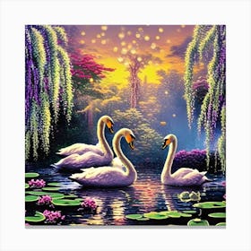 Dreamy Swans Canvas Print