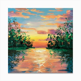 Sunset Over The Water Canvas Print