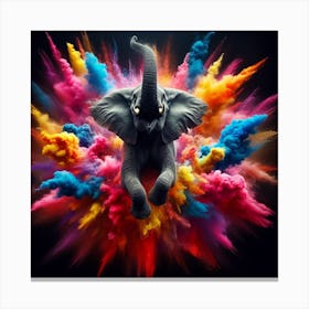 Elephant With Colorful Powder Canvas Print