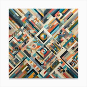 Colorful Quilt Using Geometric Patterns (3) Canvas Print