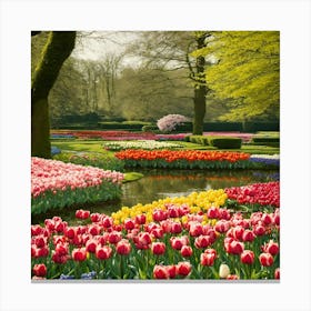 Tulip Garden In The Netherlands 1 Canvas Print