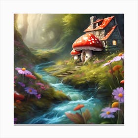 Toadstool House in the Forest Canvas Print