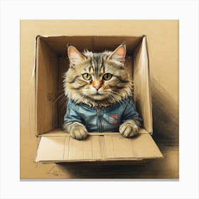 Cat In A Box 28 Canvas Print