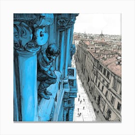 Boy On A Balcony Art Canvas Print